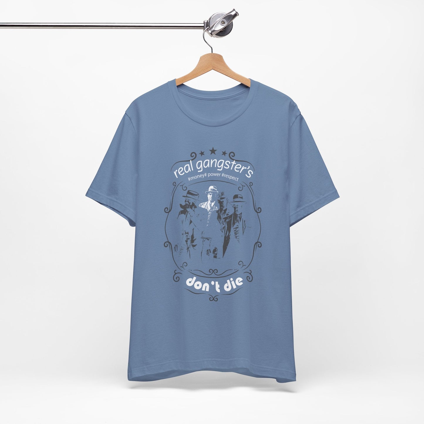Real Gangsters Don't Die T-Shirt Vintage Outlaw Illustration Retro Biker Tee A-3