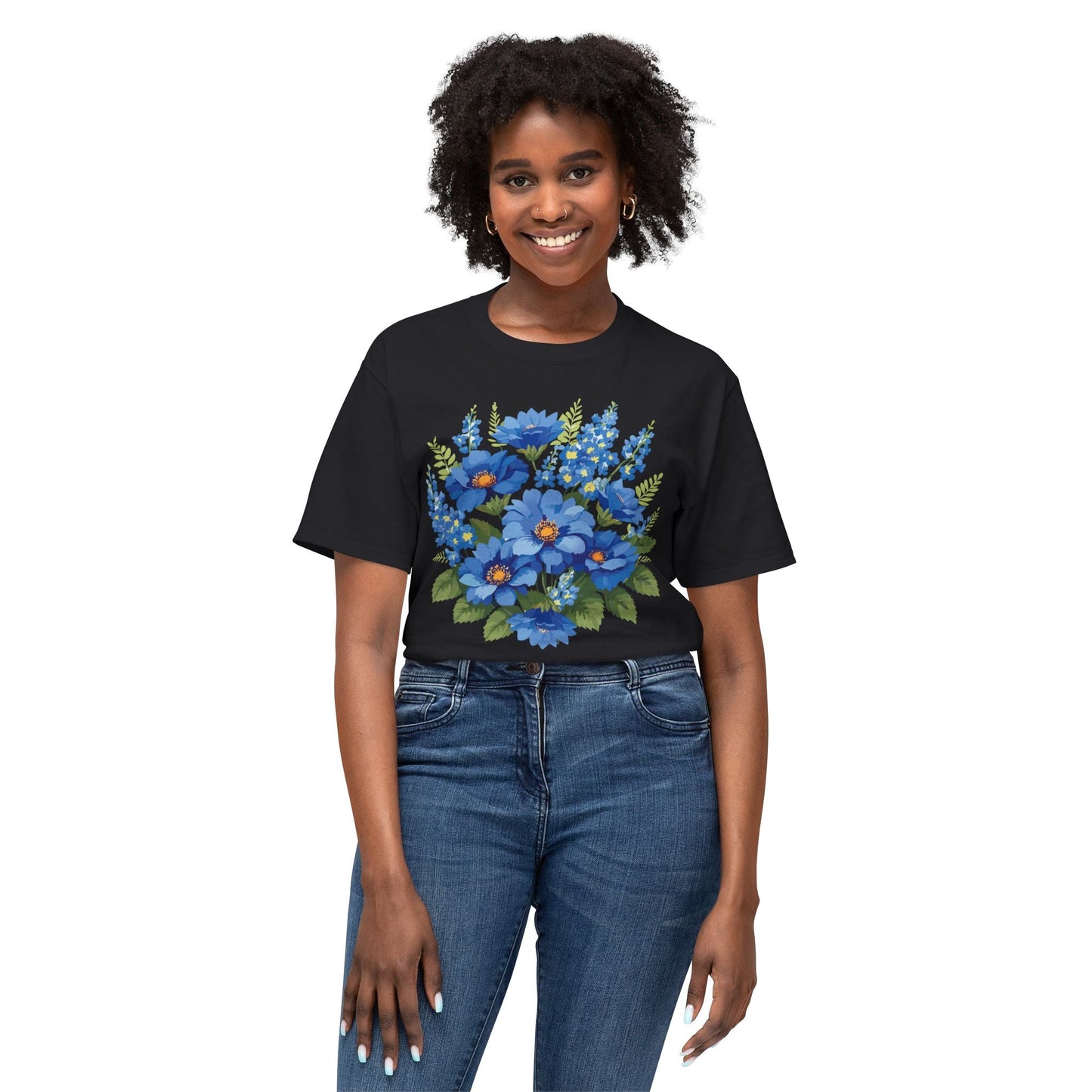 Unisex Floral Art T Shirt Cotton Tee With Vintage Flowers Art Print Breathable USA Made