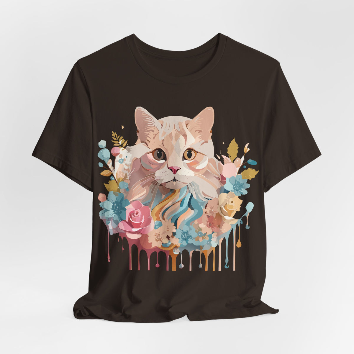 Cat Graphic Unisex Cotton Bella+Canvas Tee with Art Animal Design d01