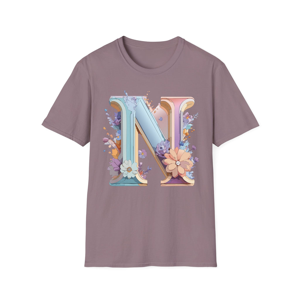 Floral Letter N T-Shirt | Monogram Initial N Tee