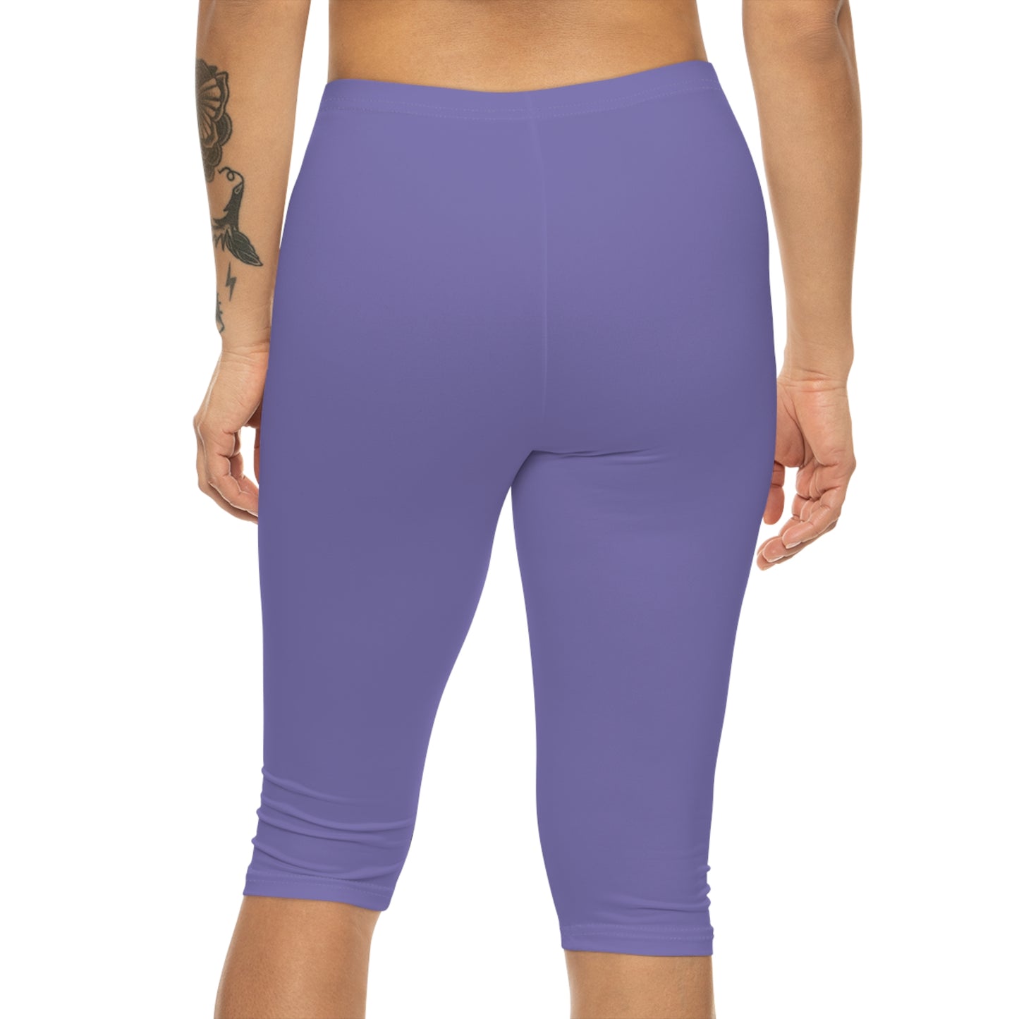 Night Lilac Color Women's Brushed Suede Poly Span Casual Capri Leggings XS-2XL