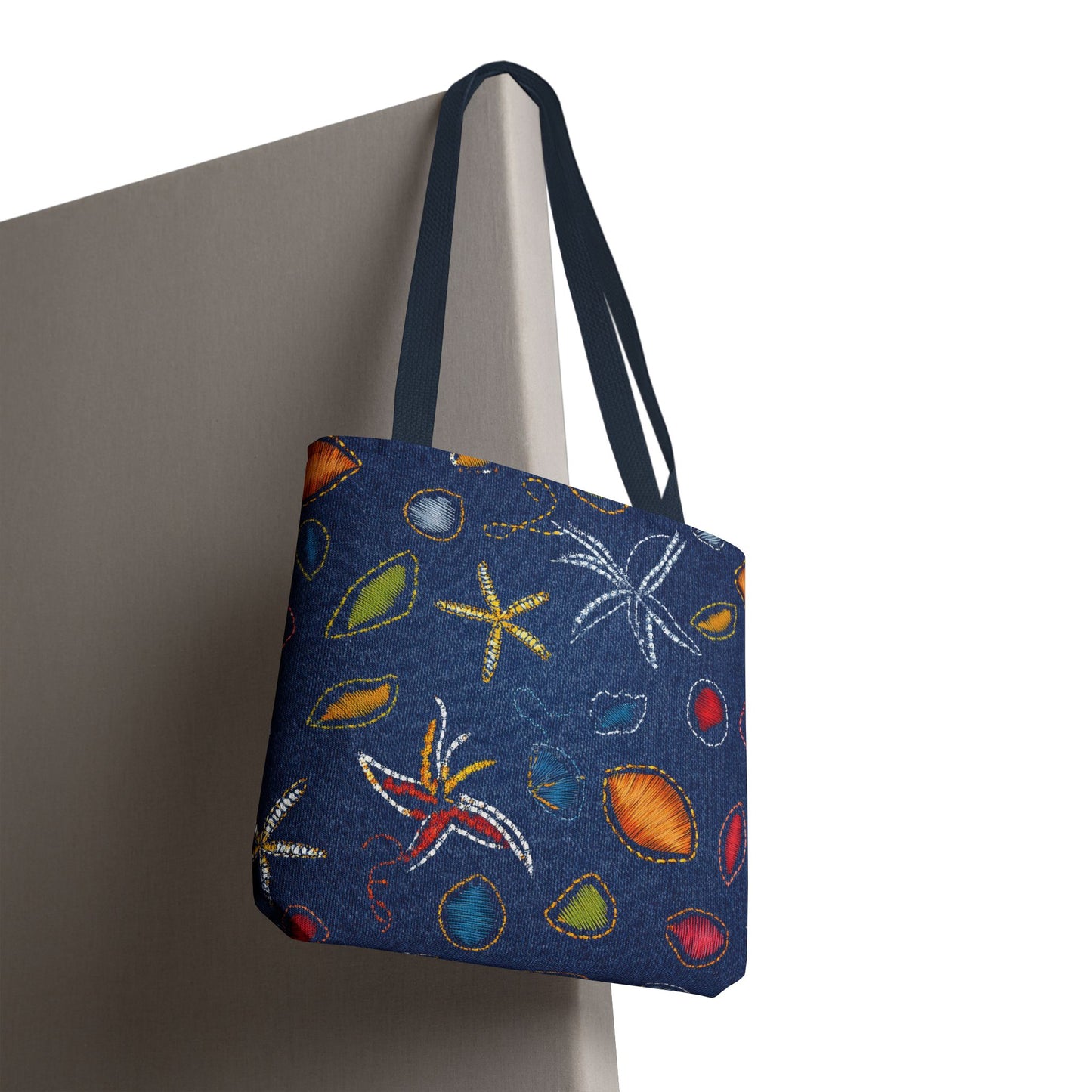 Denim Fabric Imitation Print Unisex Canvas Bag Poly Spun 3 Sizes Tote Bag 182-4