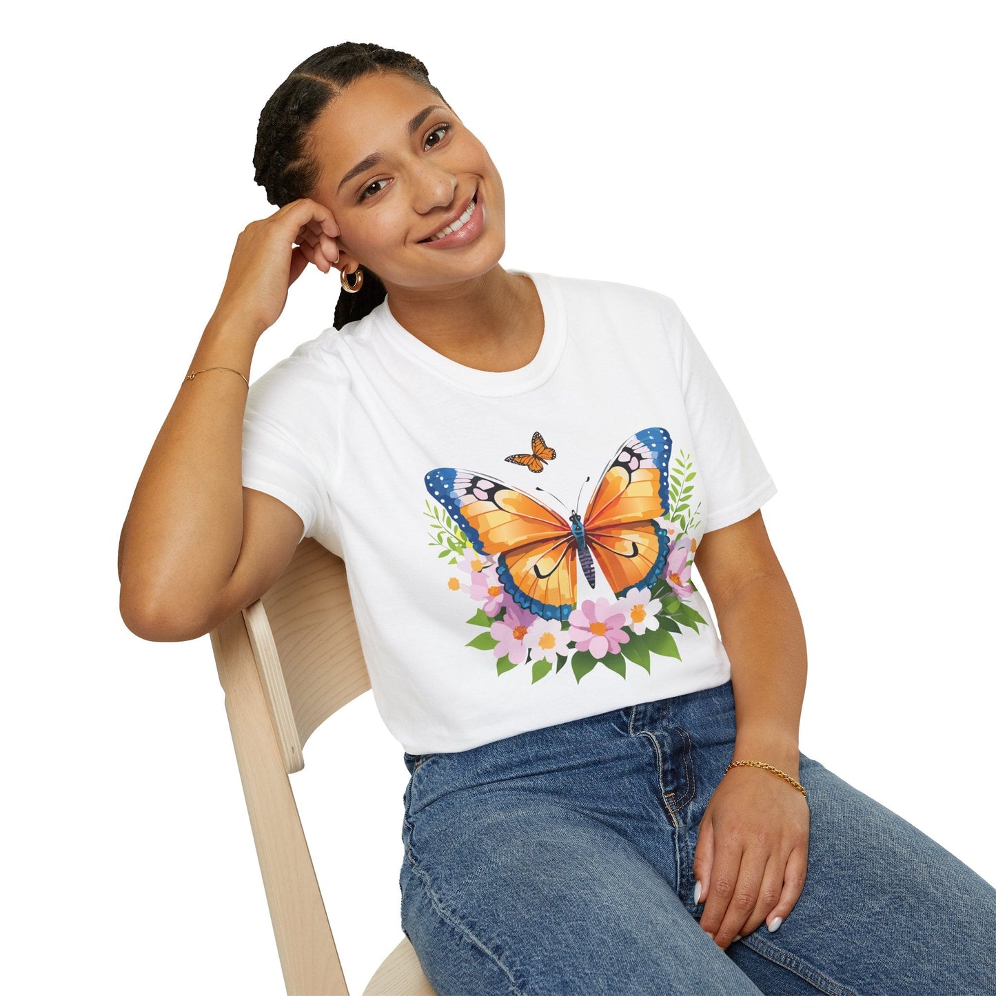Butterfly Shirt Unisex Cotton Tee Monarch Butterfly Design Gildan Softstyle 64000 Short Sleeve
