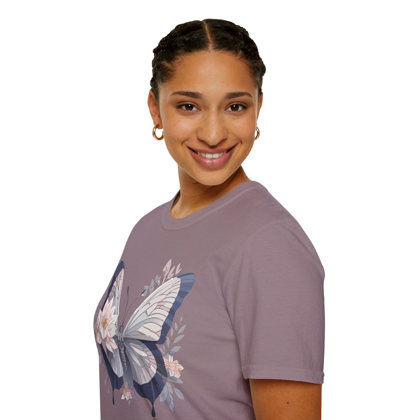 Butterfly T Shirt Unisex Monarch Print Softstyle Cotton Tee for Everyday Comfort