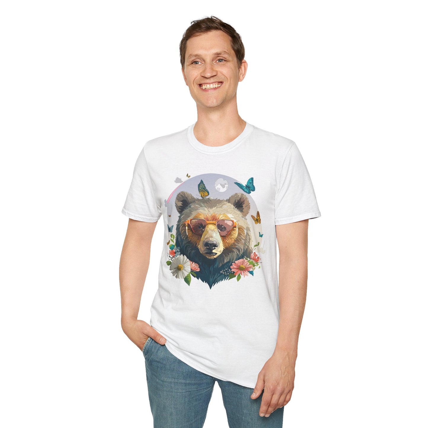 Bear T Shirt Unisex Softstyle Tee 100 Percent Ring Spun Cotton Gildan 64000 Comfortable Wear