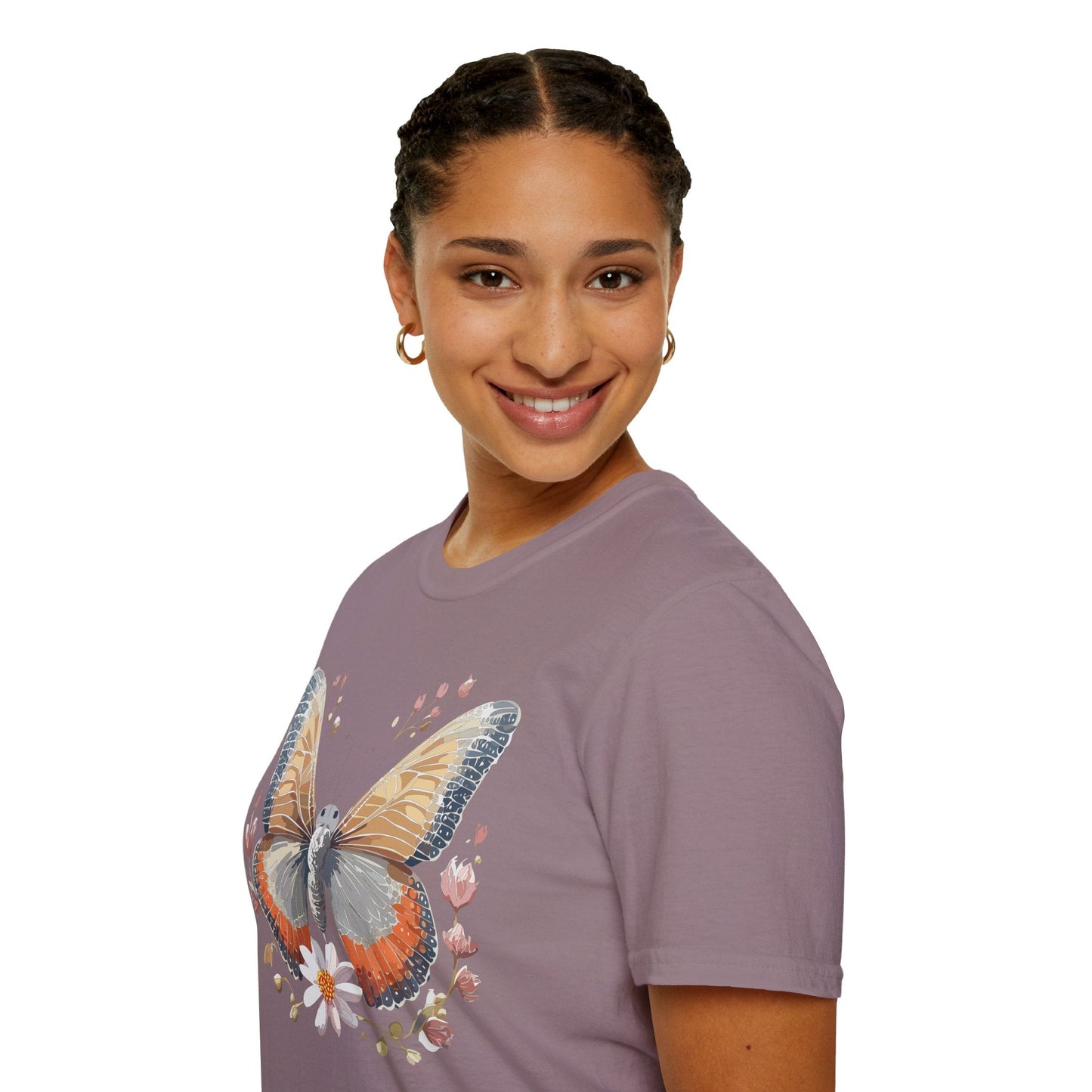 Unisex Butterfly T Shirt Softstyle Gildan 64000 Comfortable Durable Tee For Everyday Wear