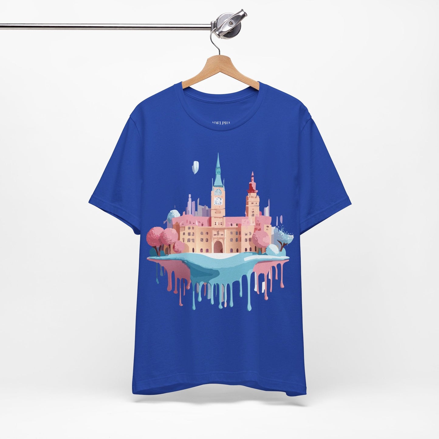 Prague Tourist Shirt Unisex Short Sleeve Graphic Tee Featuring Adelpha Vintage Artwork