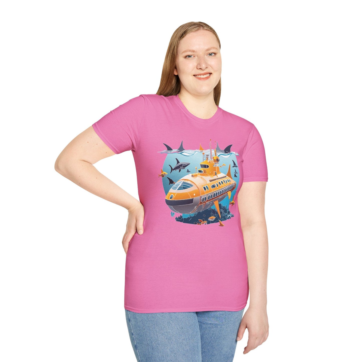 Ocean Themed Unisex Gildan Softstyle 64000 Short Sleeve T Shirt With Ocean Art Design