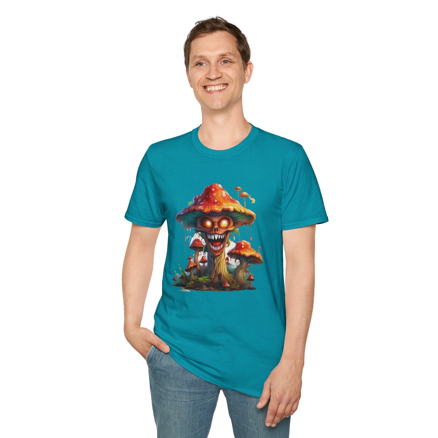 Mashroom Tee Shirt Unisex Softstyle 64000 100% Ring Spun Cotton with Funny Mushroom Artwork