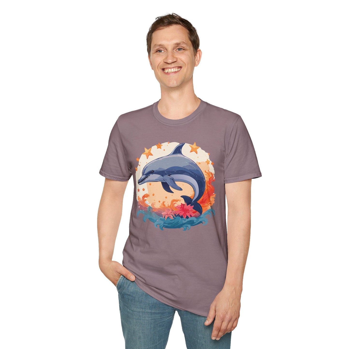 Dolphin Shirt Unisex Tee Gildan Softstyle 64000 100 Percent Ring Spun Cotton Comfort Wear