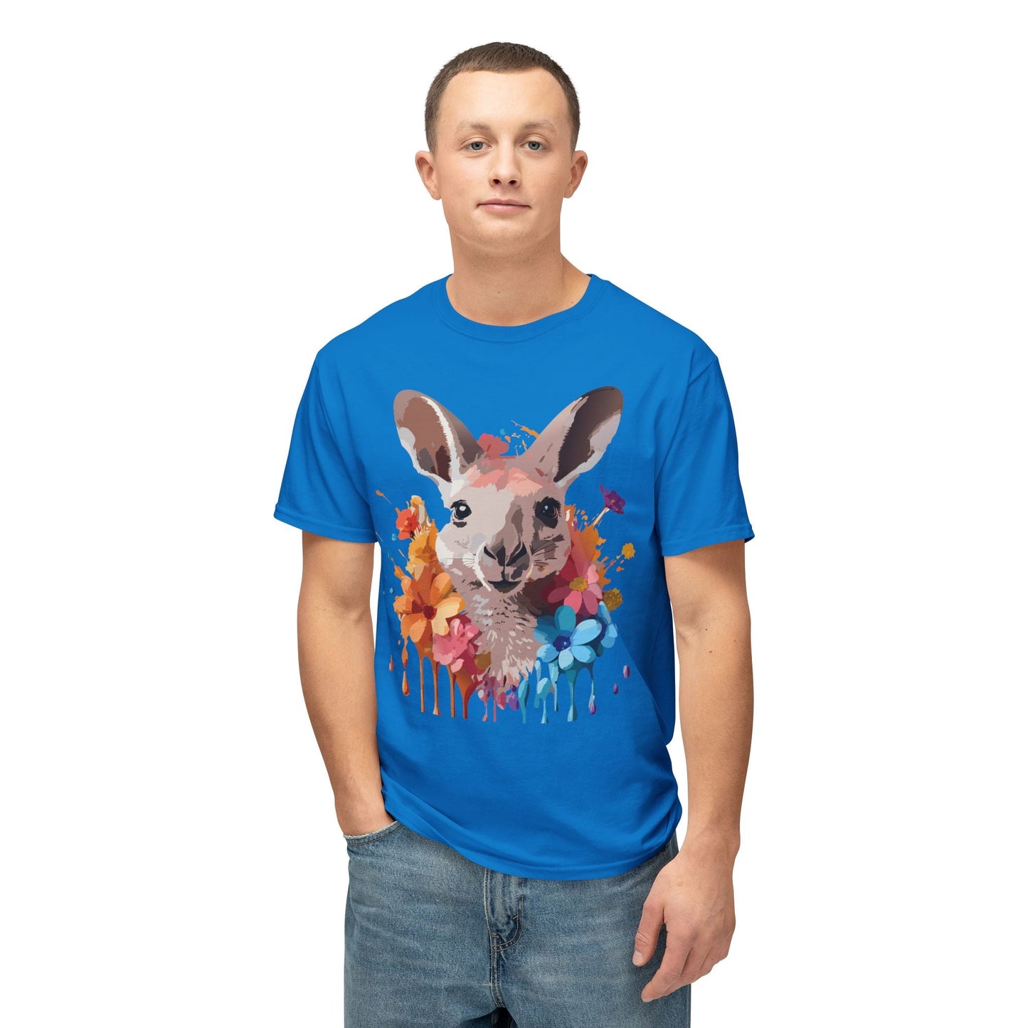 Unisex Kangaroo T Shirt HD Cotton Full Color Art Print Tee Made In USA 100 Percent Pre Shrunk