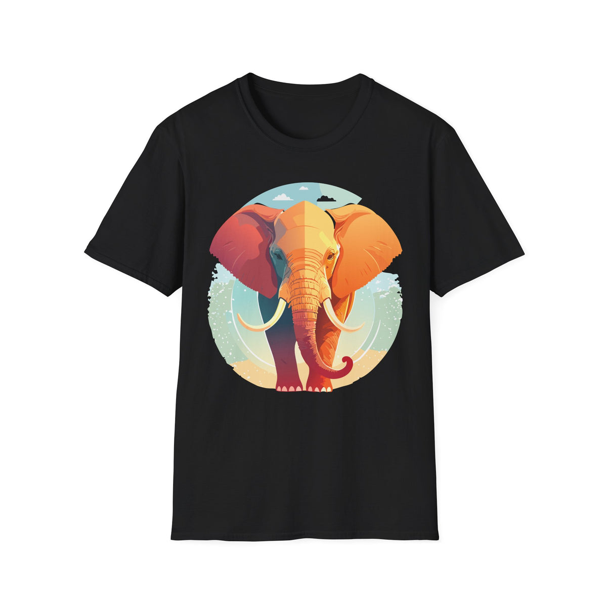 Colorful Elephant Illustration T-Shirt | Vibrant Safari Animal Tee