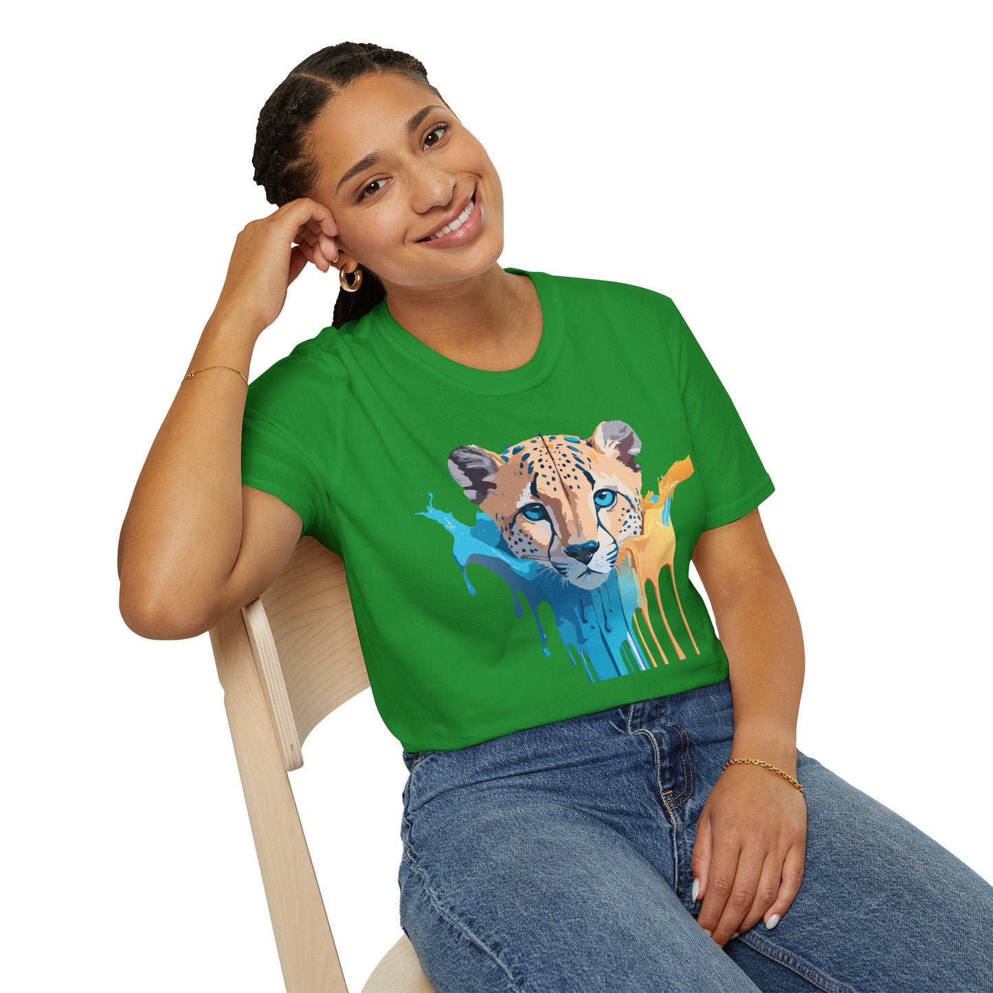 Unisex Cheetah Print Tee Softstyle Gildan 64000 Ring Spun Cotton Tee