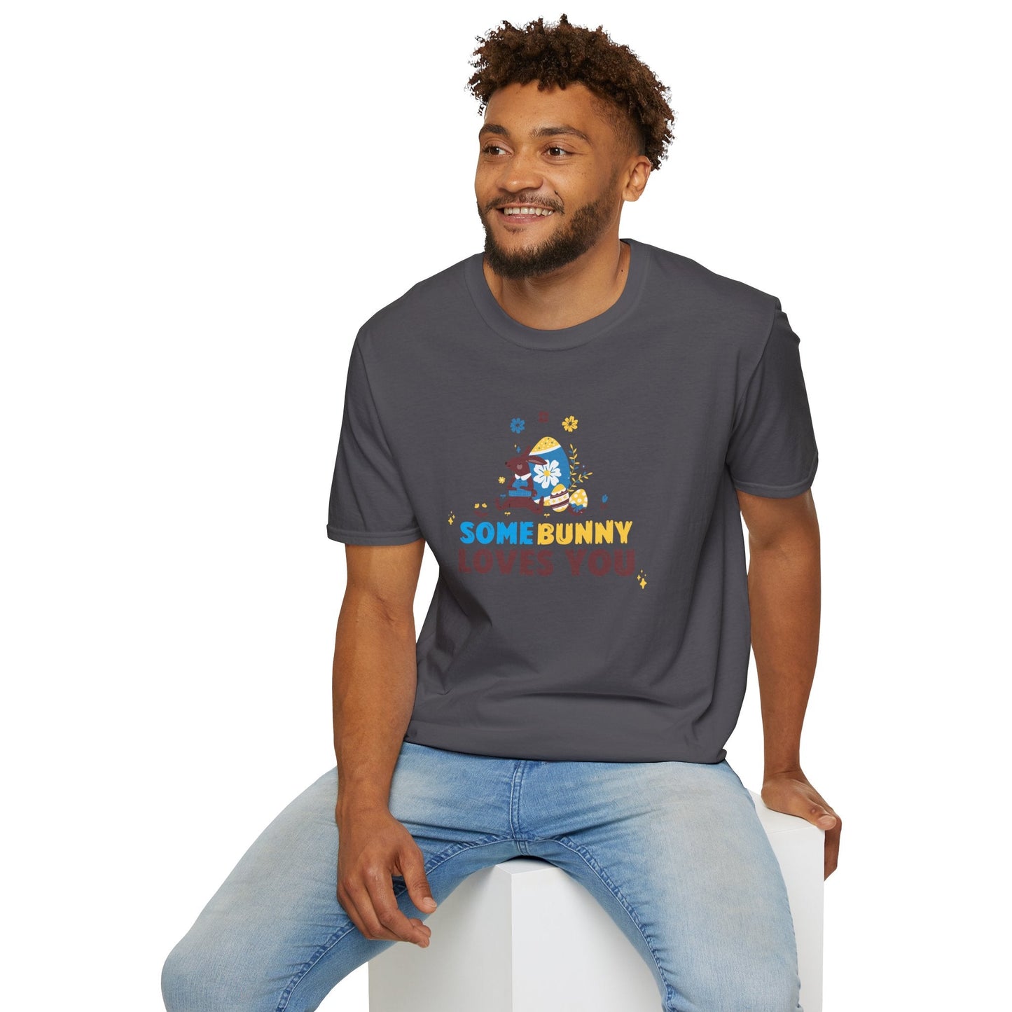 Easter Bunny T Shirt Unisex Gildan Softstyle 64000 Art Design With Easter Prints