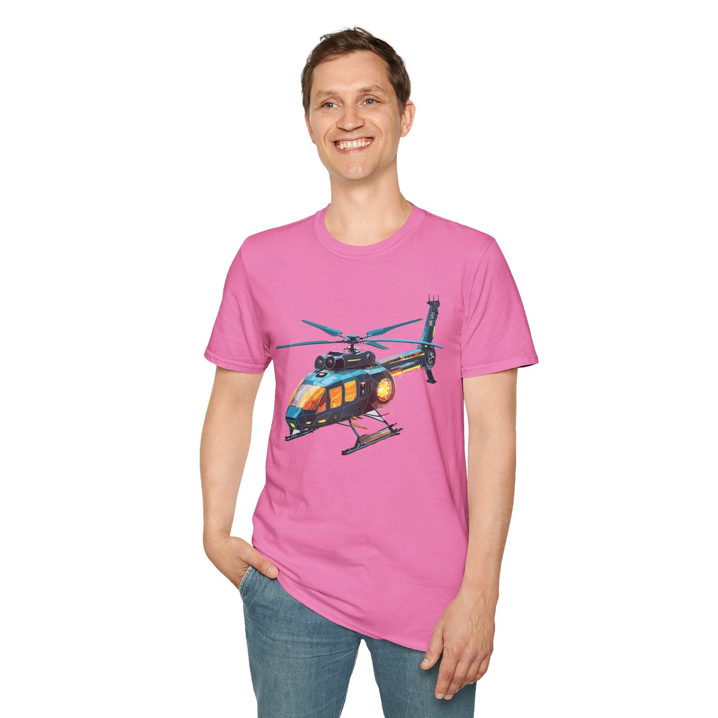 Chopper Helicopter Shirt Unisex Gildan Softstyle 64000 Cotton Tee Short Sleeve Graphic Tee