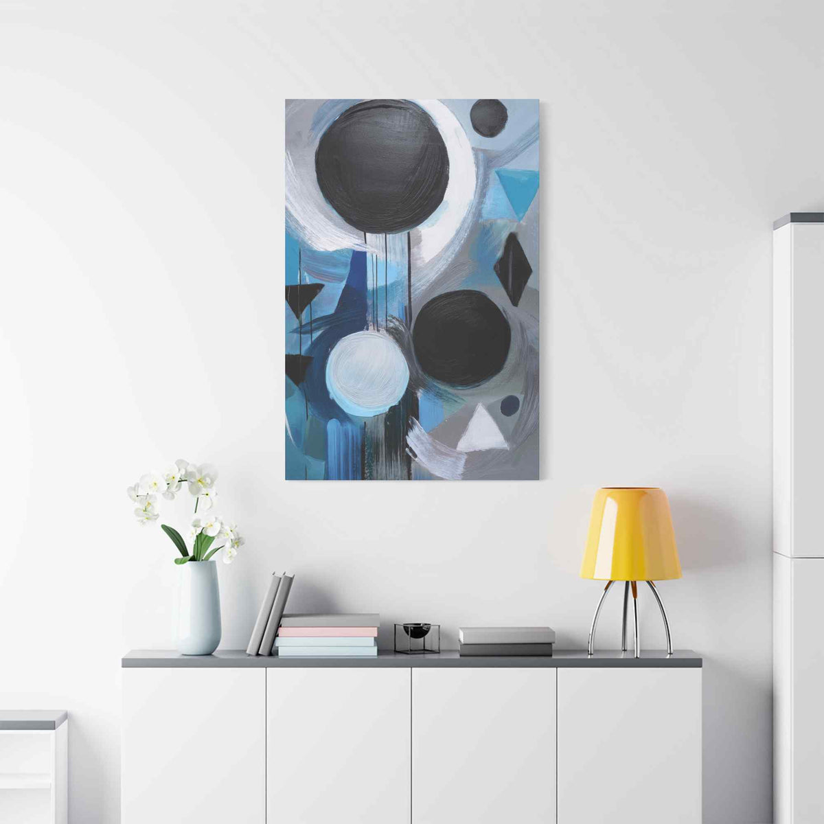 Blue Abstract Painting Print Canvas 20x24,20x30,24x30, 24x32,24x36,30x40, 32x48,36x48,40x60 Pine-Wood Inner Frame ABS-30
