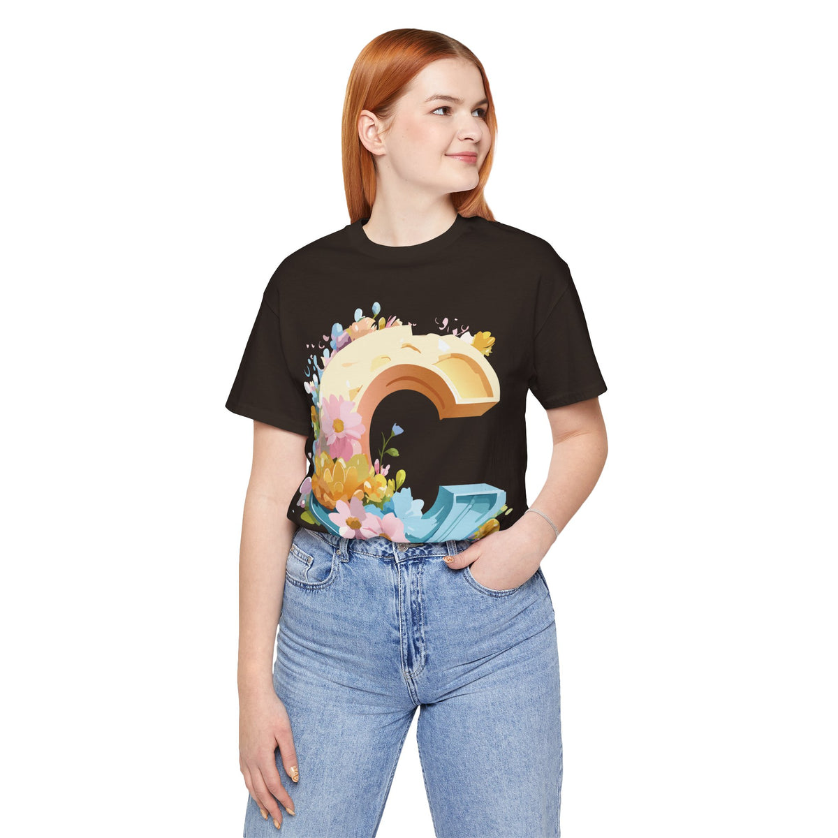 Letter C Graphic Unisex Cotton Bella+Canvas Tee with Art Letter Design