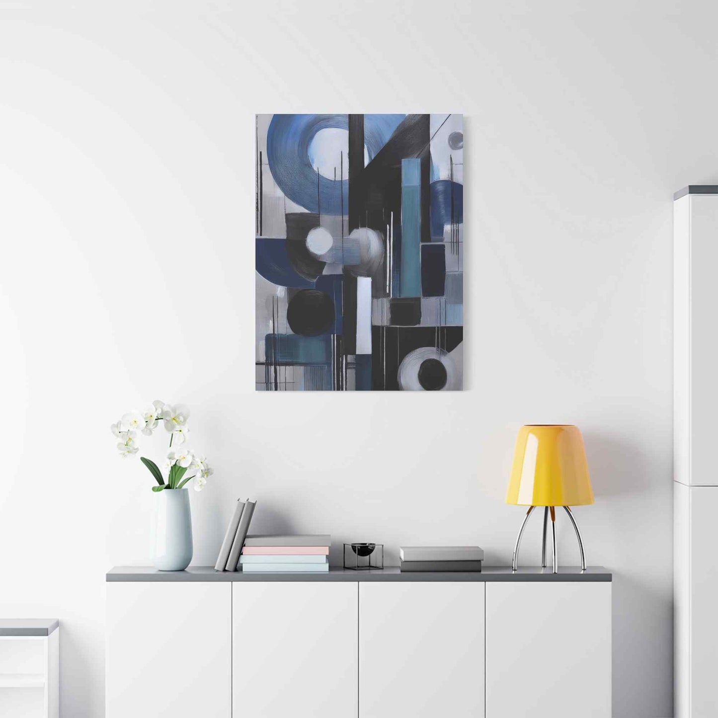 Blue Abstract Painting Print Canvas 20x24,20x30,24x30, 24x32,24x36,30x40, 32x48,36x48,40x60 Pine-Wood Inner Frame ABS-28