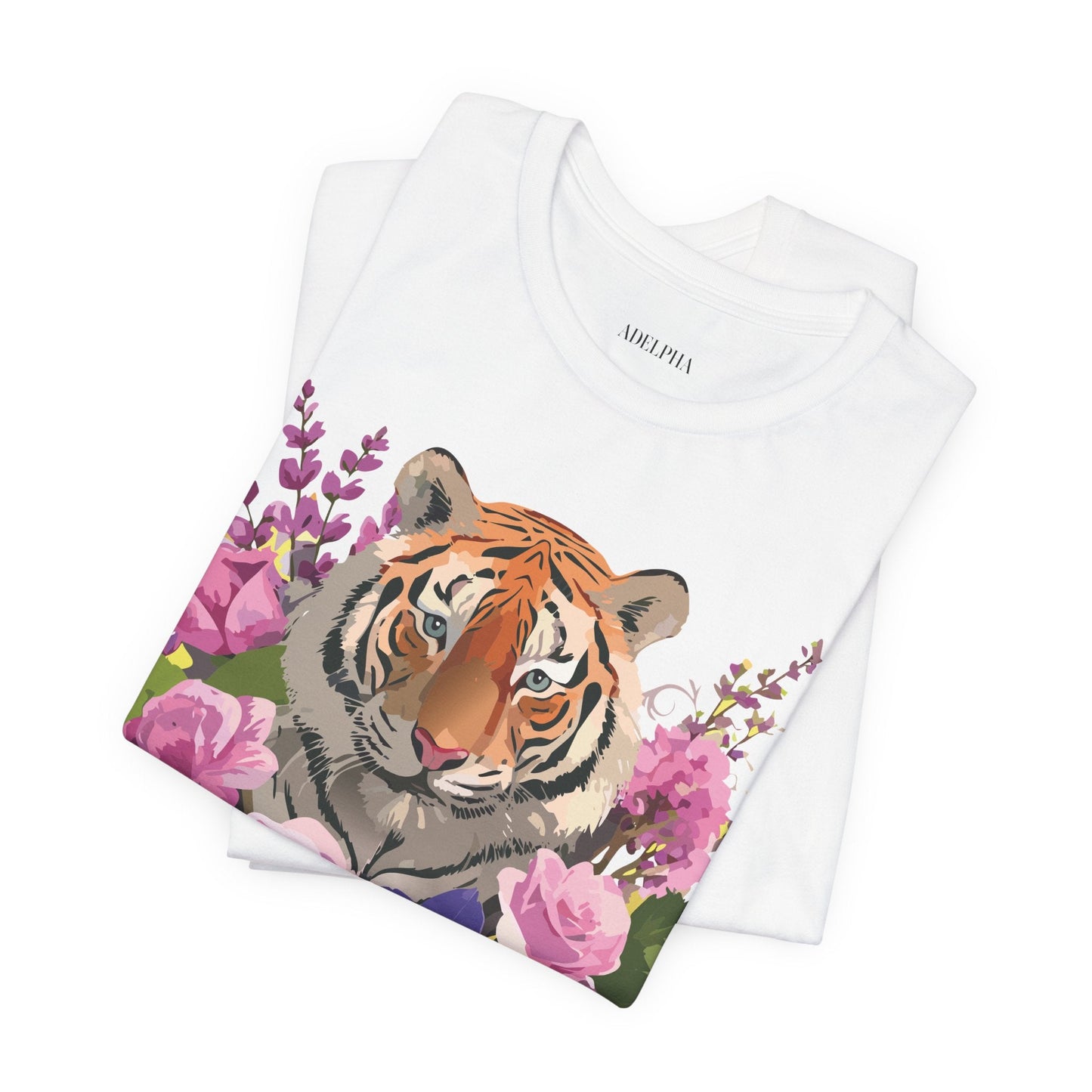 Tiger Graphic Tee Unisex Short Sleeve Vintage Inspired Art Design By Adelpha Premium