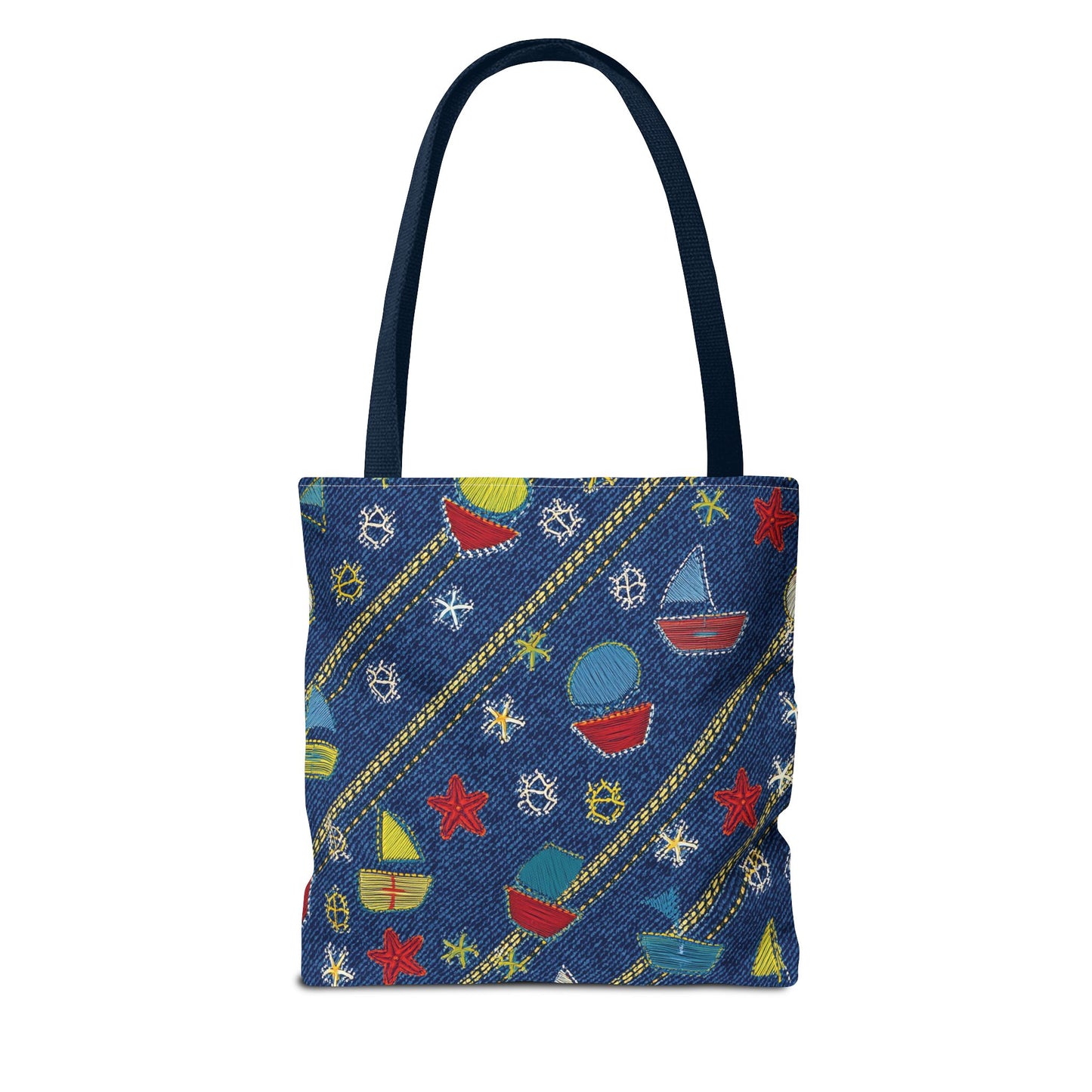 Denim Fabric Imitation Print Unisex Canvas Bag Poly Spun 3 Sizes Tote Bag 182-15