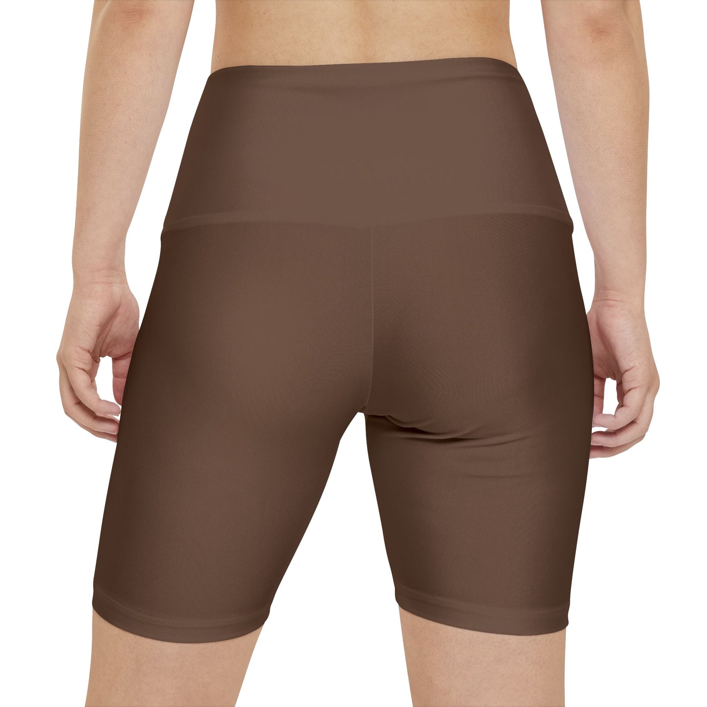 Coffee Bean Brown Women's Workout Shorts — High-Waist Athletic Bike Shorts