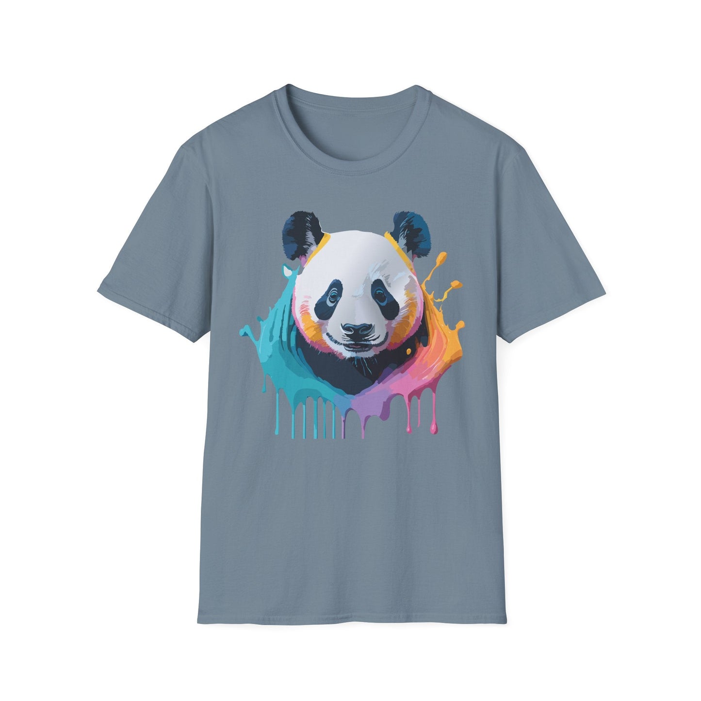 Unisex Panda Shirt T Shirt With Panda Animal Print Tee Softstyle Gildan 64000 100 Percent Ring Spun Cotton