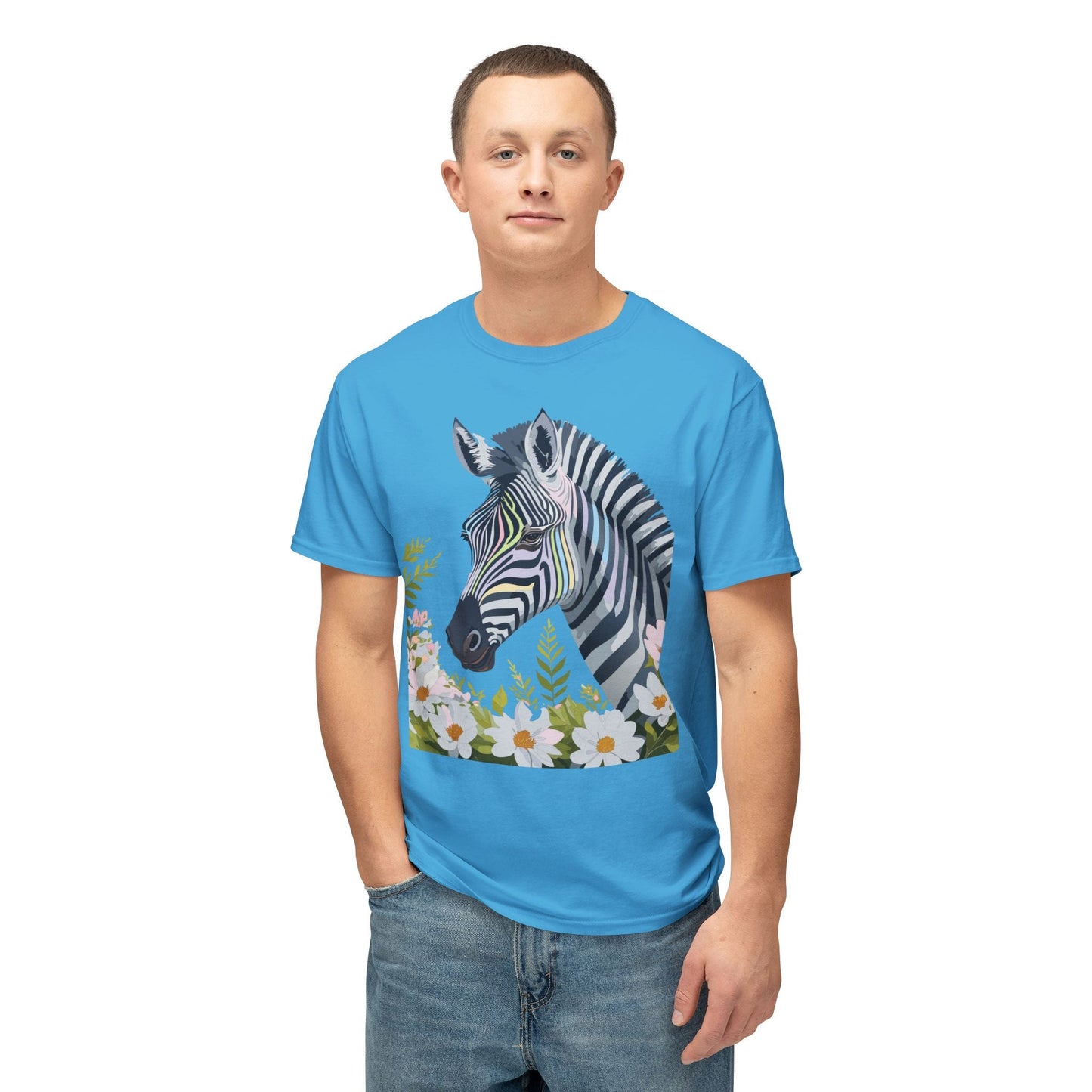 Unisex Zebra Art Design T Shirt With Floral Print HD Cotton Premium USA Made Jersey