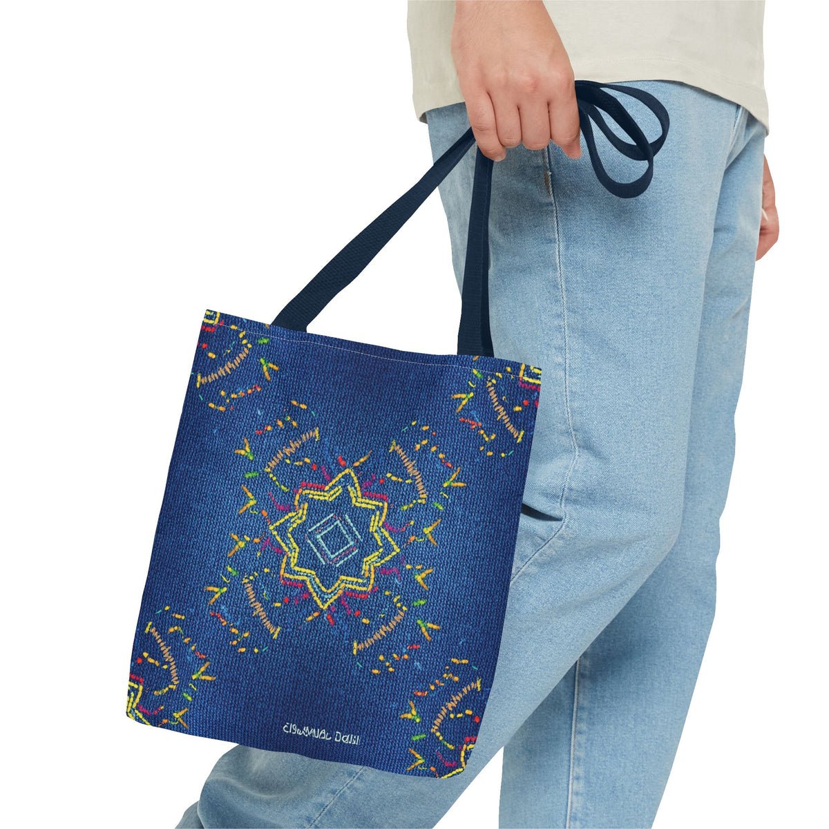 Diwali Graphic Denim Fabric Imitation Print Unisex Canvas Bag Poly Spun 3 Sizes Tote Bag 205-16
