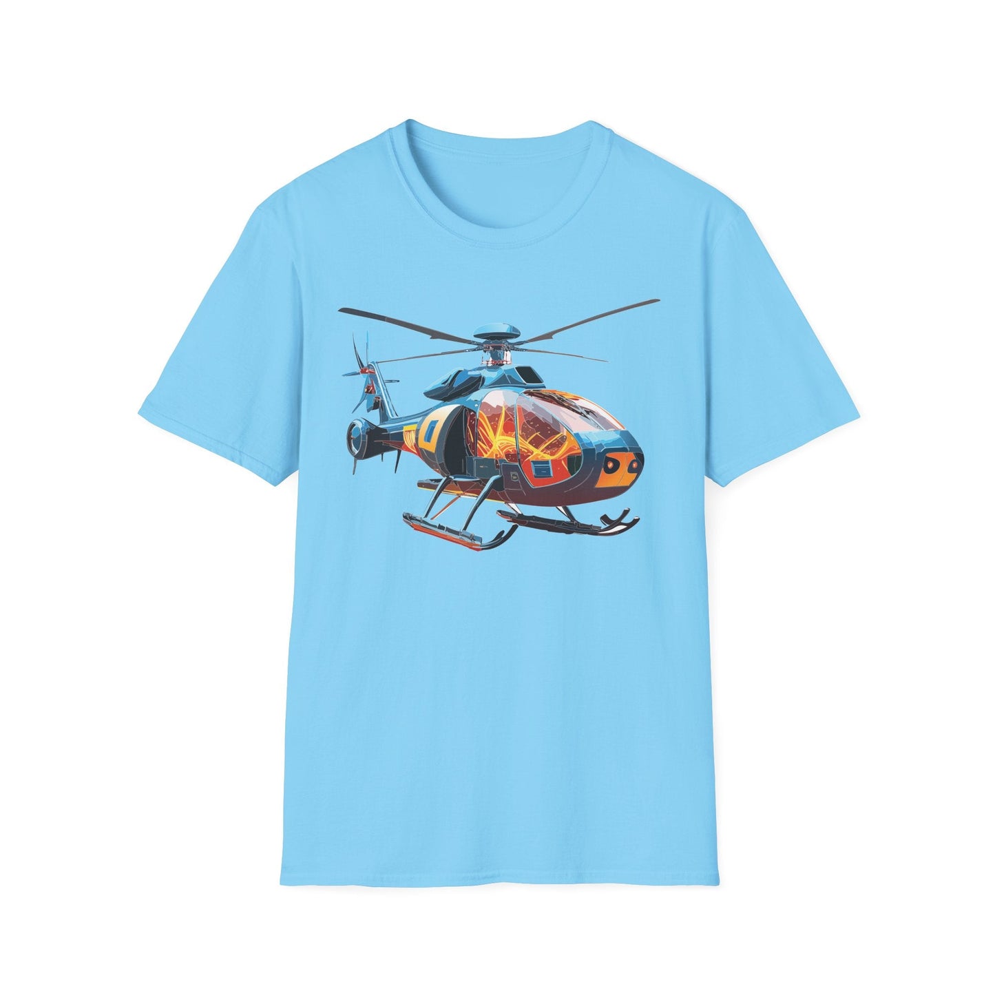 Helicopter Chopper Shirt Unisex Gildan Softstyle 64000 Short Sleeve Tee For Everyday Wear