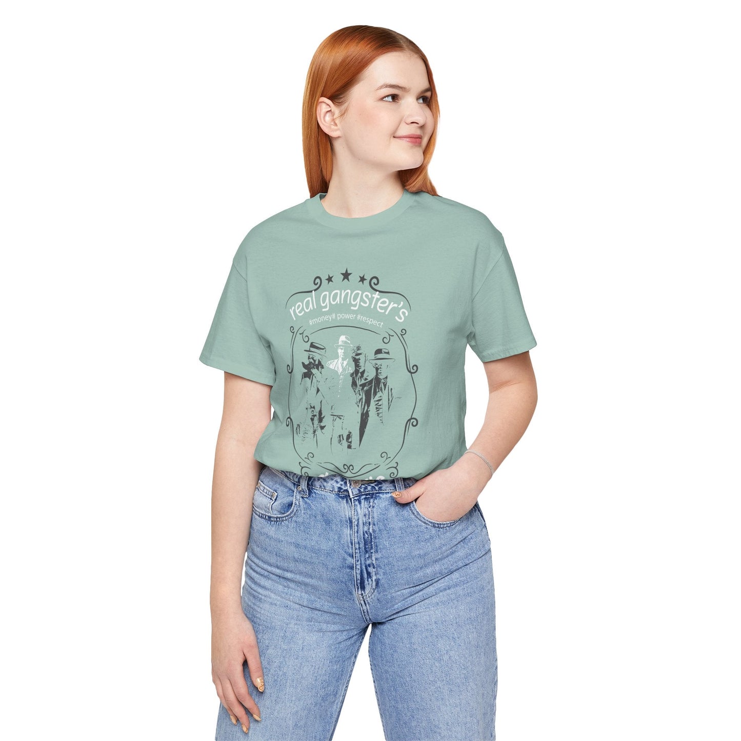 Real Gangsters Don't Die T-Shirt Vintage Outlaw Illustration Retro Biker Tee A-3
