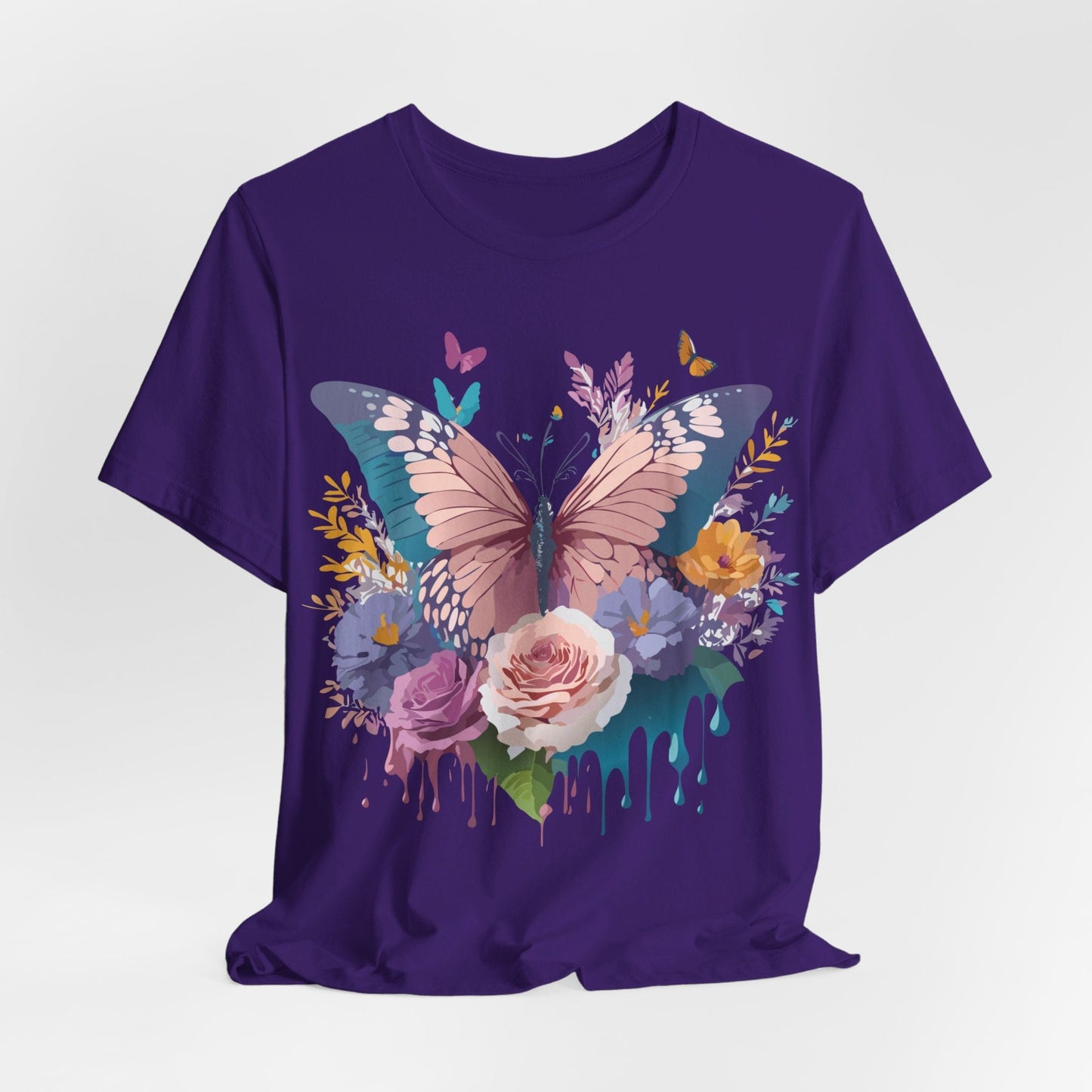 Butterfly Graphic Unisex 100 Cotton Lightweight Vintage Floral Design Jersey Tee 43