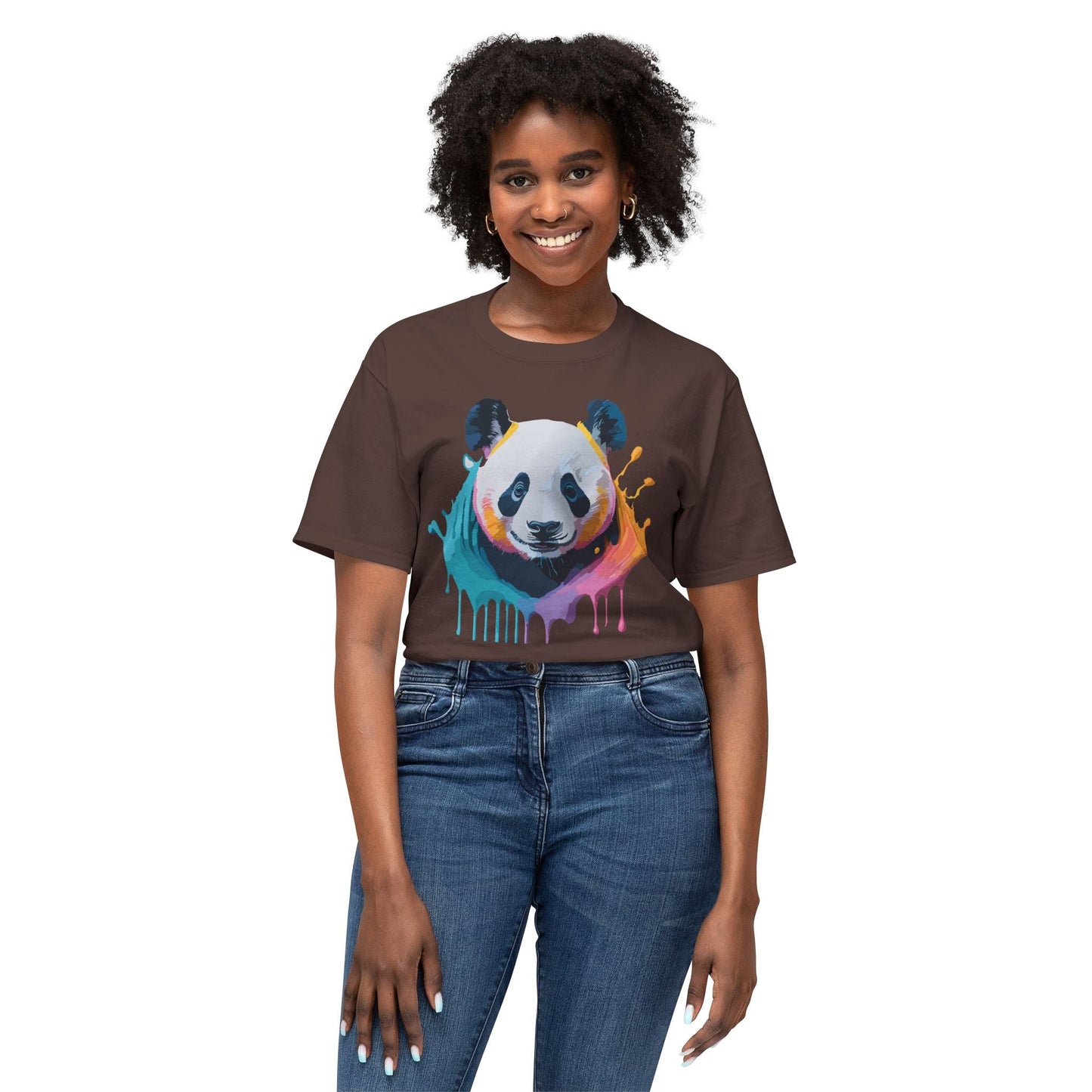 Unisex HD Cotton Panda T Shirt With Full Color Panda Art Print Made In USA Premium Fit For All Sizes