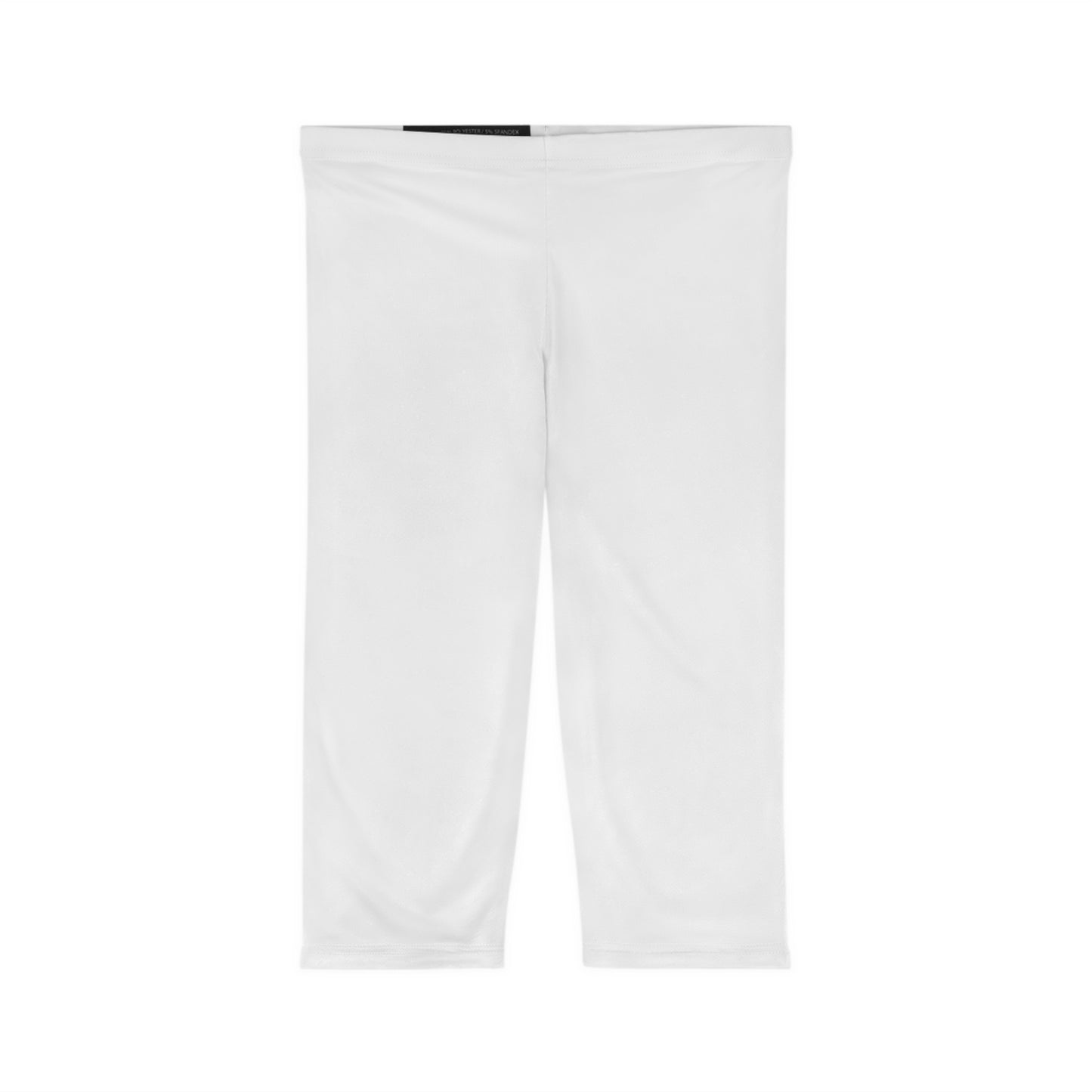True White Capri Leggings Women's Poly Span Solid Color Casual Stretch Short Pants