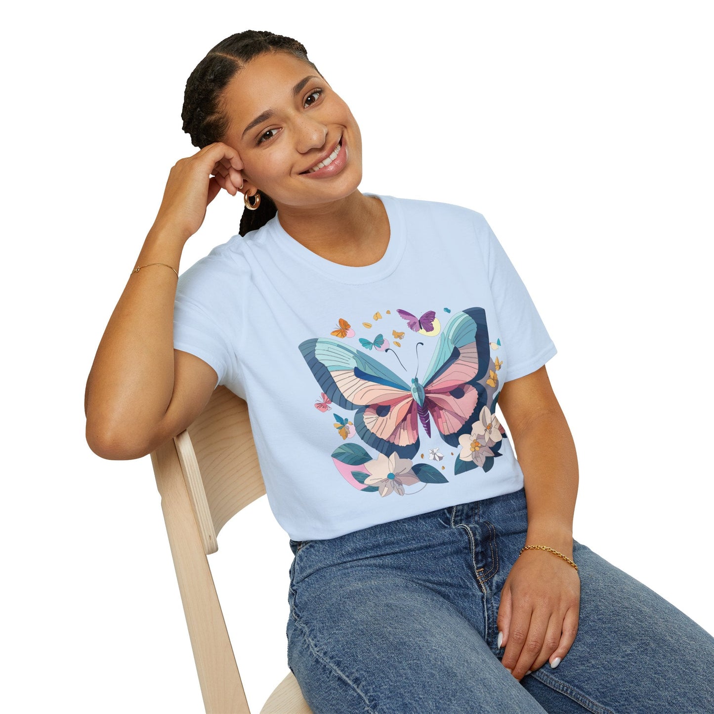 Butterfly Shirt Unisex T Shirt Softstyle Gildan 64000 Ring Spun Cotton Monarch Design
