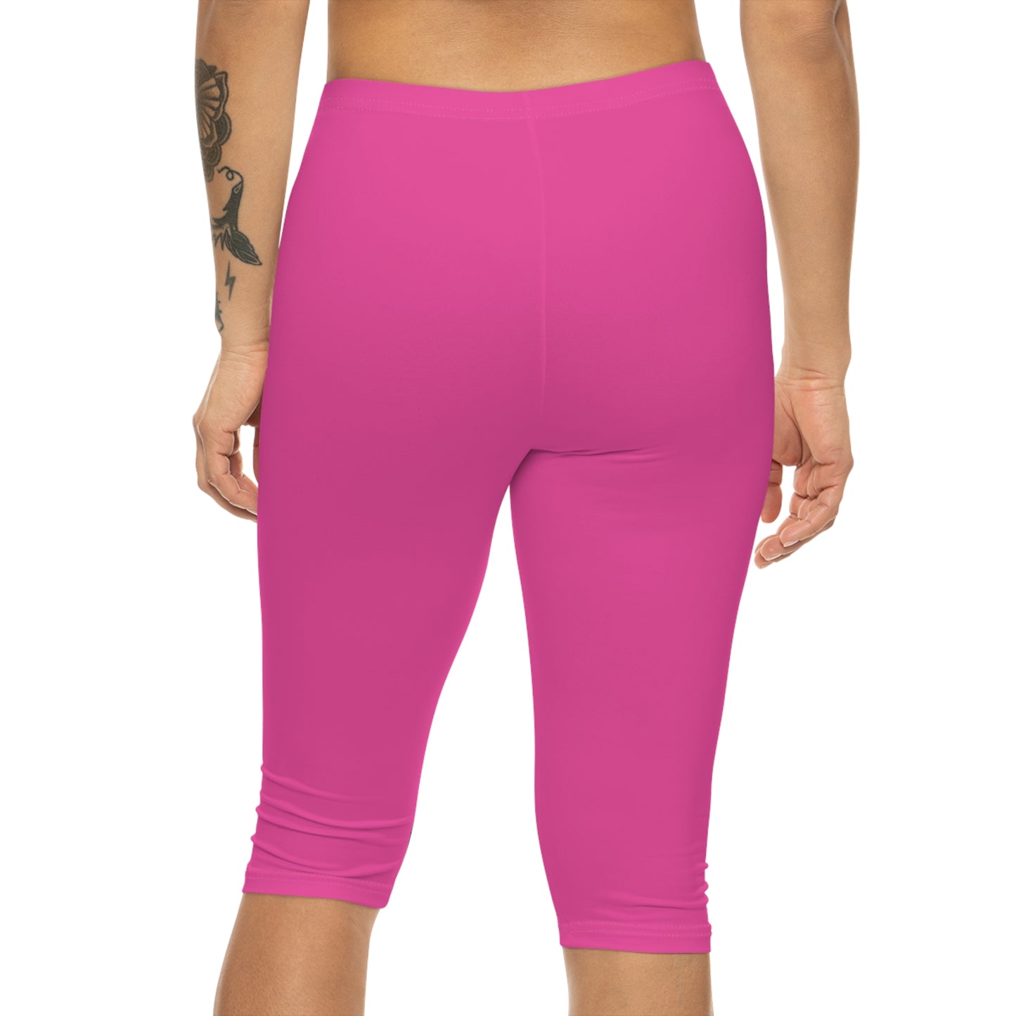Deep Pink Color Women's Brushed Suede Poly Span Casual Capri Leggings XS-2XL