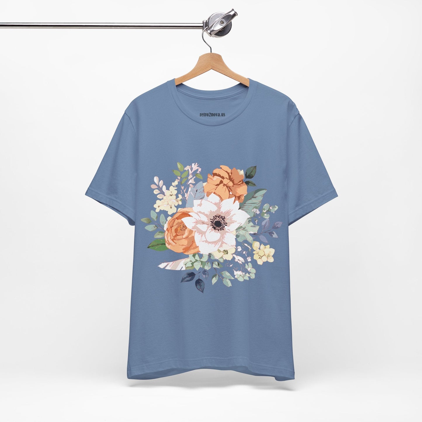 Unisex Floral Shirt Jersey Short Sleeve Tee Lightweight Breathable Flowers Collection Retro2Nova
