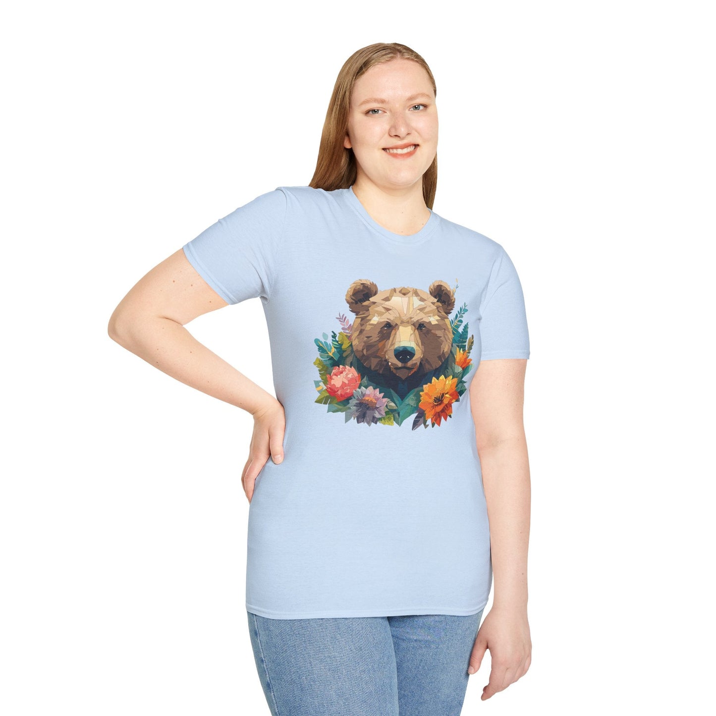 Bear T Shirt Unisex Softstyle Tee 100 Percent Ring Spun Cotton Gildan 64000 Comfortable