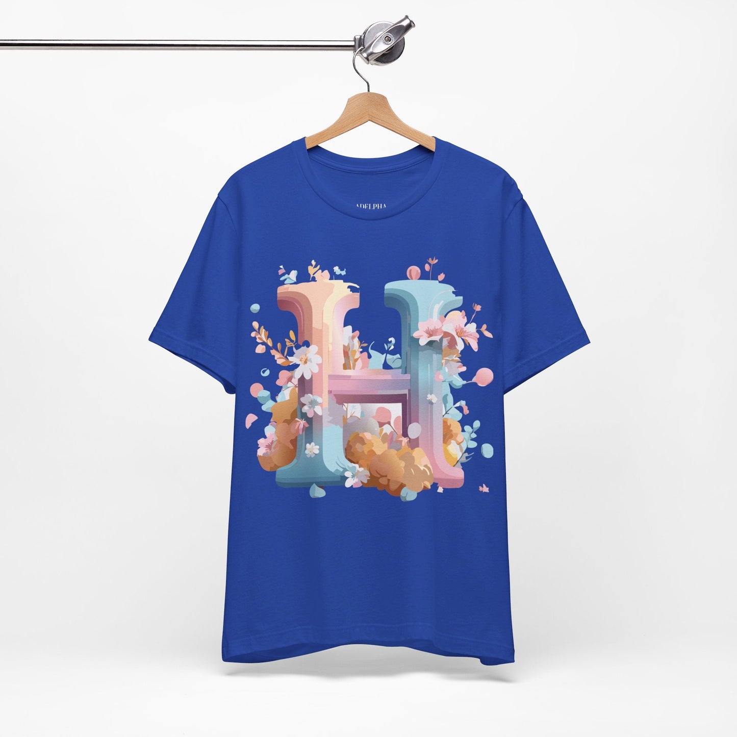 Letter H Shirt Unisex Graphic Tee By Adelpha Vintage Inspired Artwork Short Sleeve