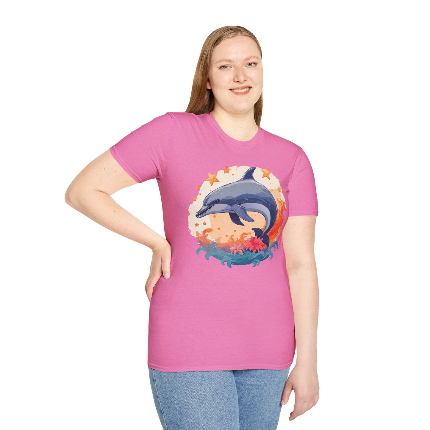 Dolphin Shirt Unisex Tee Gildan Softstyle 64000 100 Percent Ring Spun Cotton Comfort Wear
