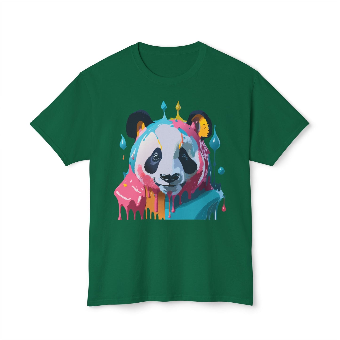 Unisex Panda Art T Shirt With Floral Design Print In HD Cotton 100 Percent USA Made