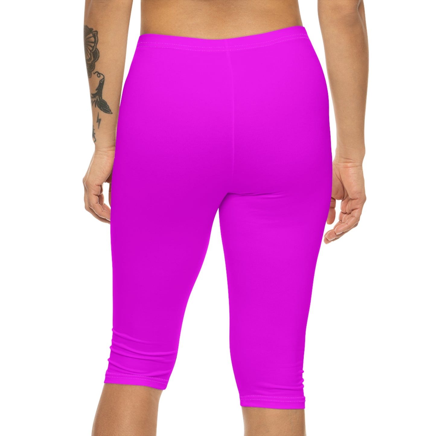 Magenta Color Women's Brushed Suede Poly Span Casual Capri Leggings XS-2XL