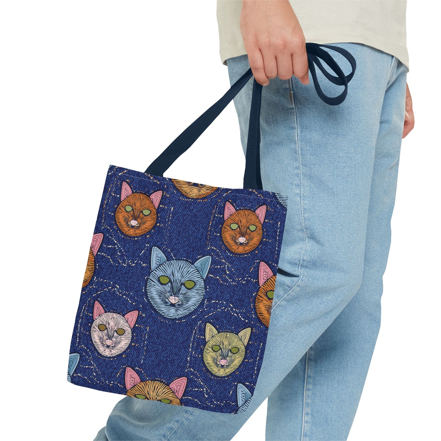 Denim Fabric Imitation Print Unisex Canvas Bag Poly Spun 3 Sizes Tote Bag 190-1
