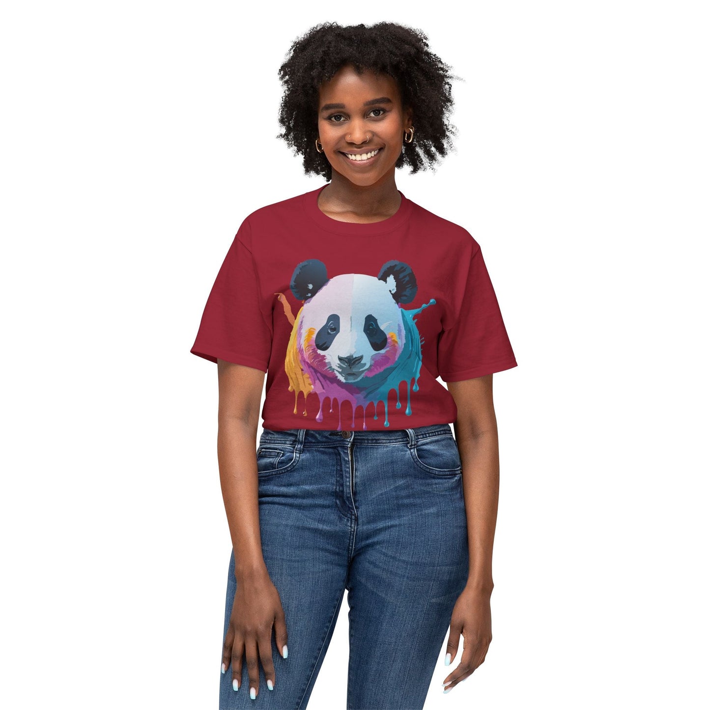 Unisex Panda Art Tee With Floral Print Premium Vintage Style HD Cotton Shirt Comfortable