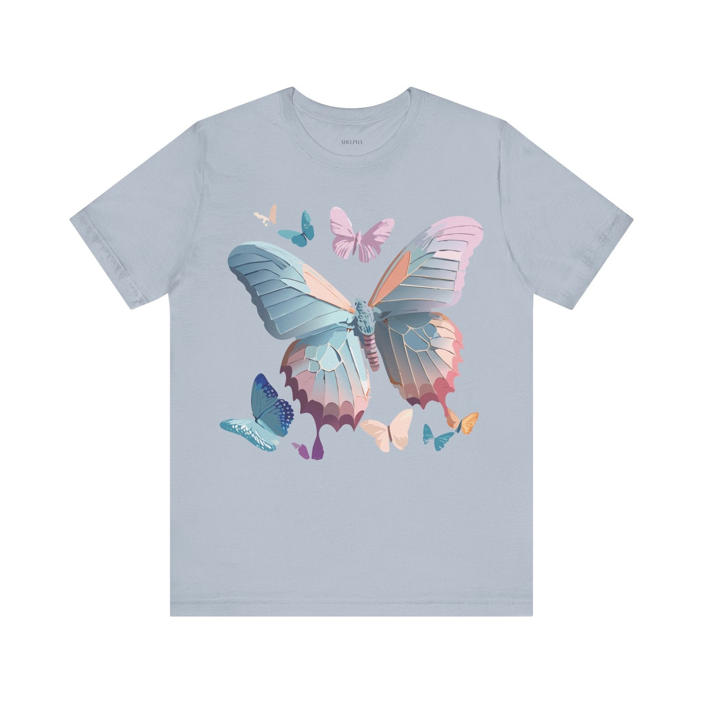 Butterfly Graphic Short Sleeve Tee Unisex Vintage Art Shirt By Adelpha
