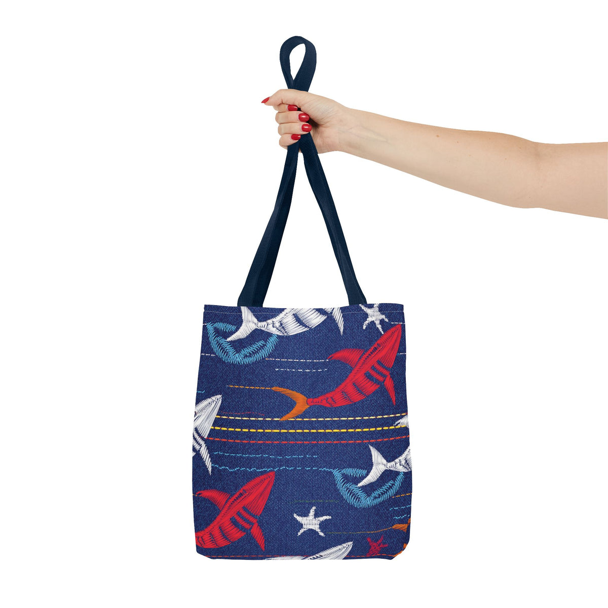 Denim Fabric Imitation Print Unisex Canvas Bag Poly Spun 3 Sizes Tote Bag 182-16