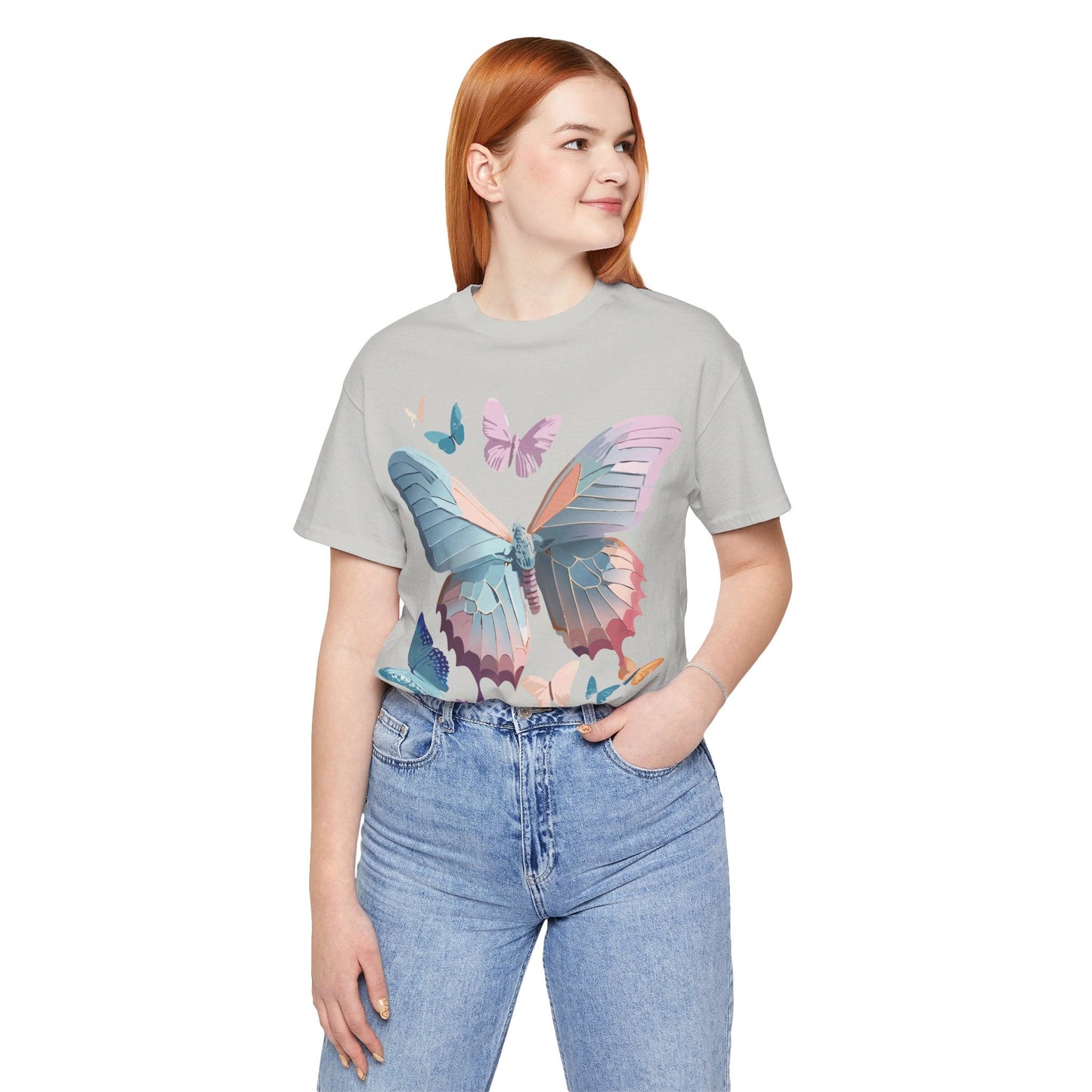 Butterfly Graphic Short Sleeve Tee Unisex Vintage Art Shirt By Adelpha