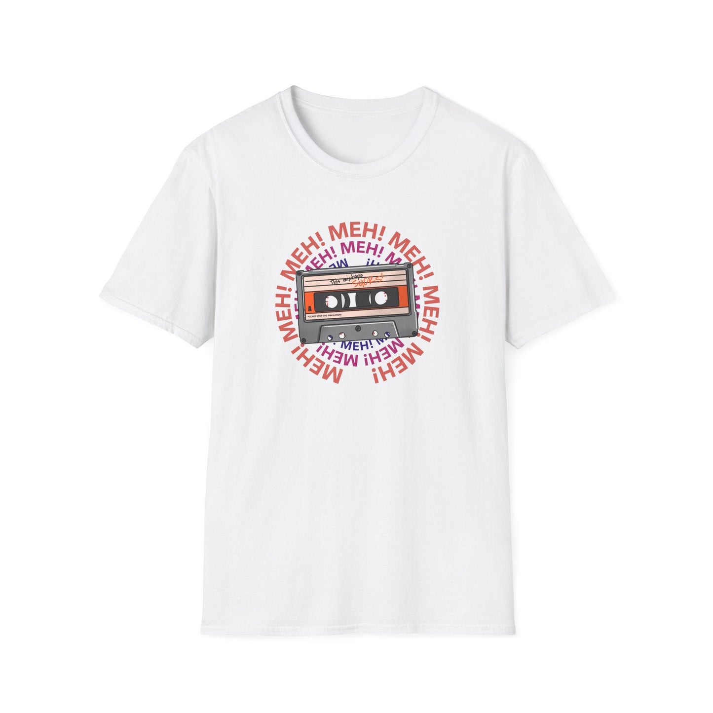 Cassette Tape Meh Graphic T-Shirt Unisex Cotton Retro Funny Music Tee