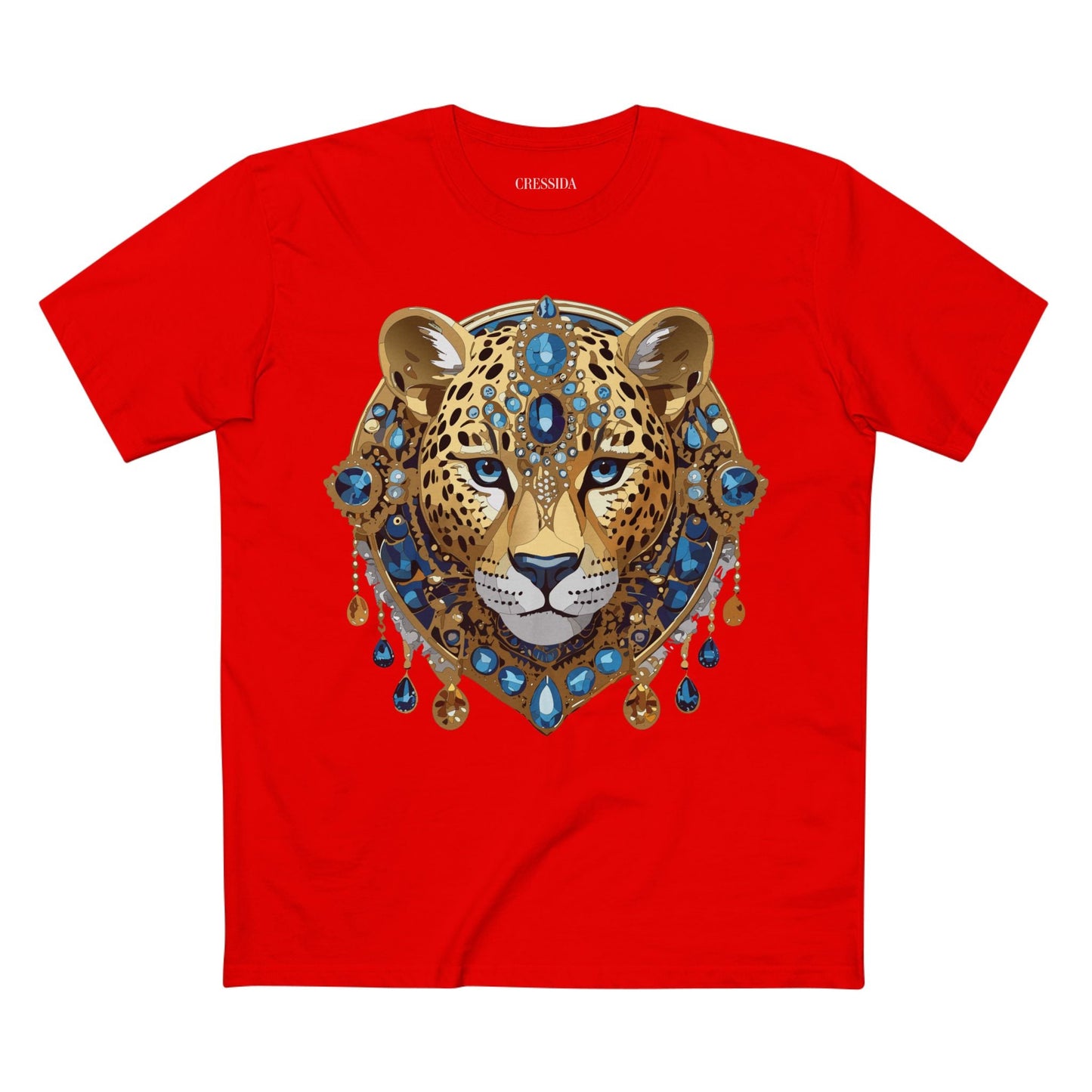 Cheetah Graphic Unisex 100 Cotton Tee With Unique Animal Golden Medallion Art Design 47