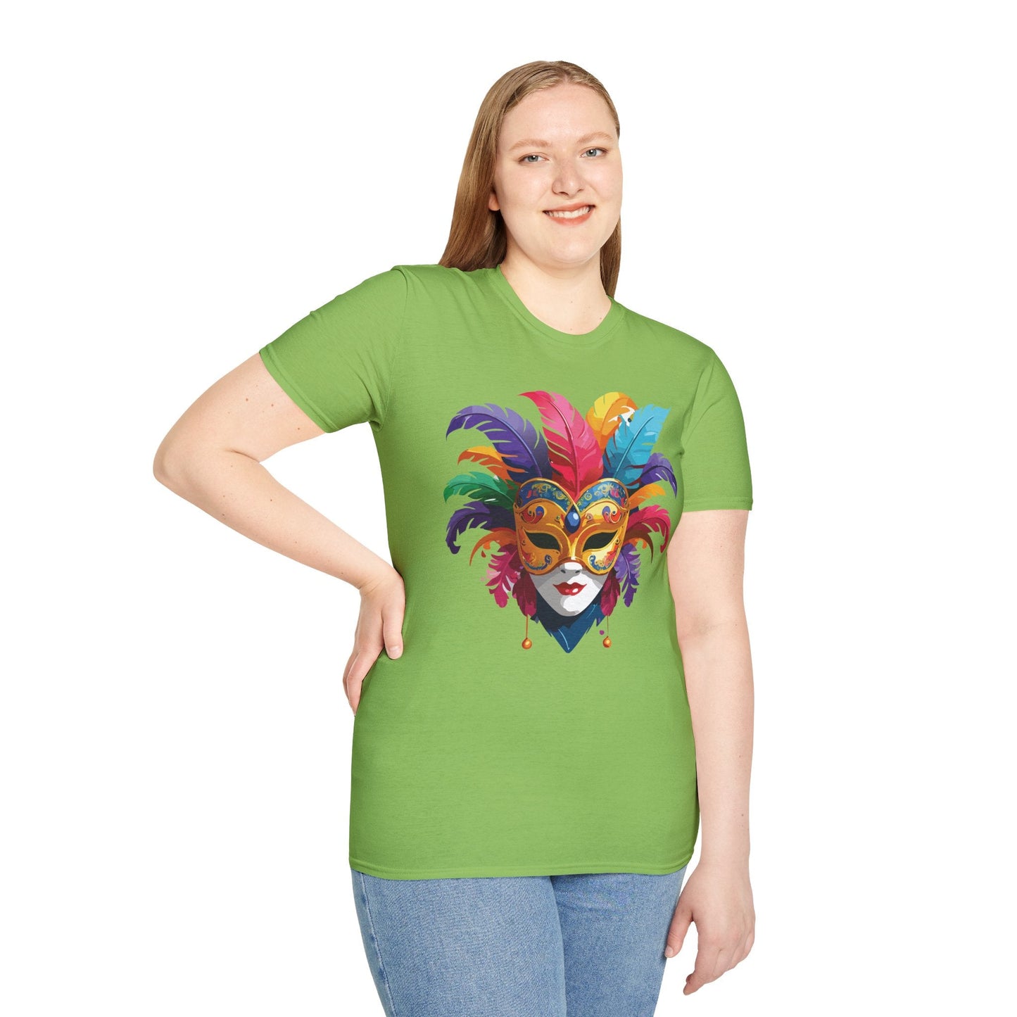 Unisex Mask Tee Shirt Gildan Softstyle 64000 Lightweight Comfortable Masquerade Design Tee