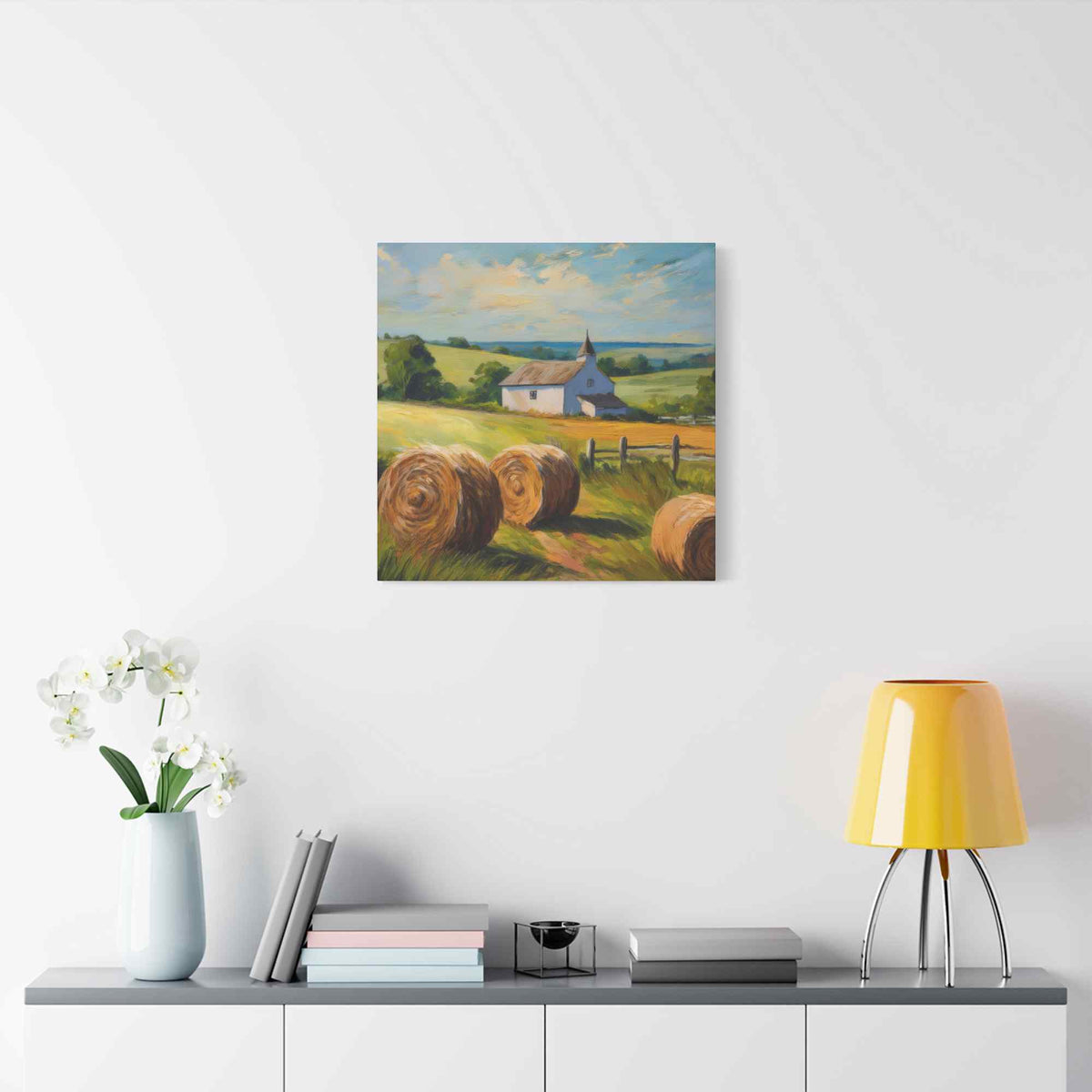 Countryside Print Canvas, Oil Paint Print 20x20, 24x24, 30x30, 32x32, 36x36 Art Design Print Pine-Wood Inner Frame MC-49